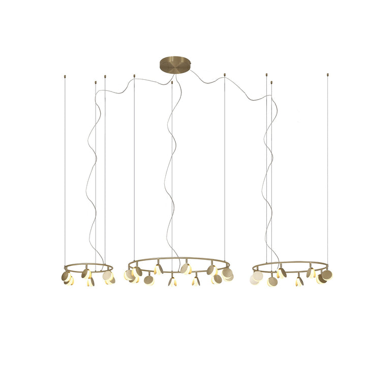 Mantra M7355 Shell 12+8+4 Light Pendant Round 120W LED Gold