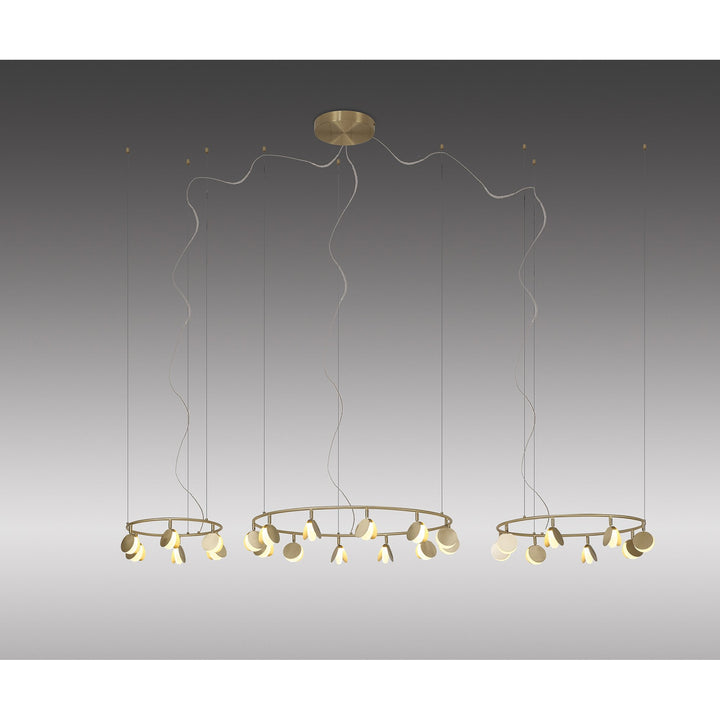 Mantra M7355 Shell 12+8+4 Light Pendant Round 120W LED Gold