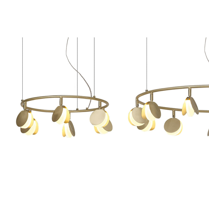 Mantra M7355 Shell 12+8+4 Light Pendant Round 120W LED Gold