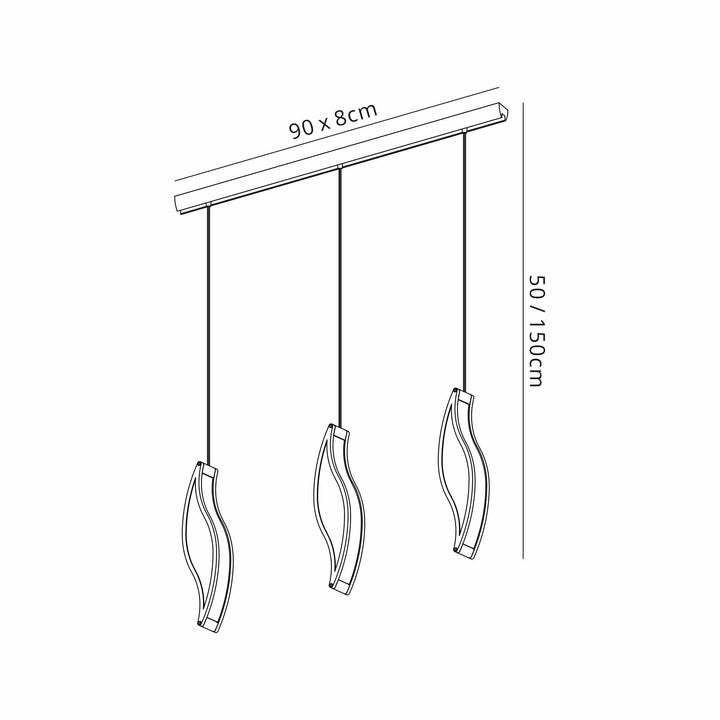 Mantra M8669/1 Sintesys Linear Pendant 3 Drop GU10 3 Light Bar Polished Chrome