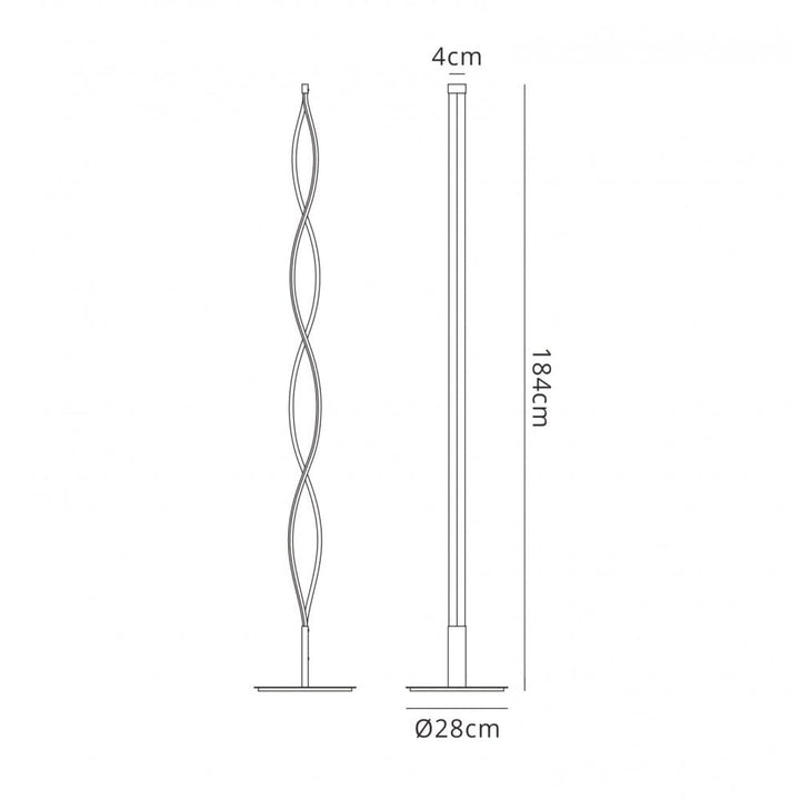 Mantra M4866 Sahara XL Floor Lamp LED Dimmable Silver Frosted Acrylic Polished Chrome