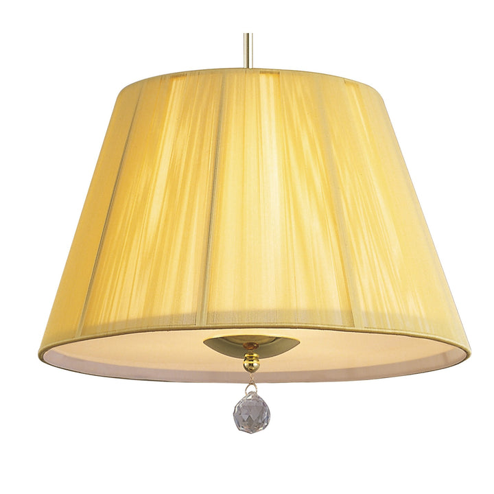 Mantra M0386PB Siena Pendant Round 1 Light E27 Polished Brass Amber Cream Shade And Clear Crystal