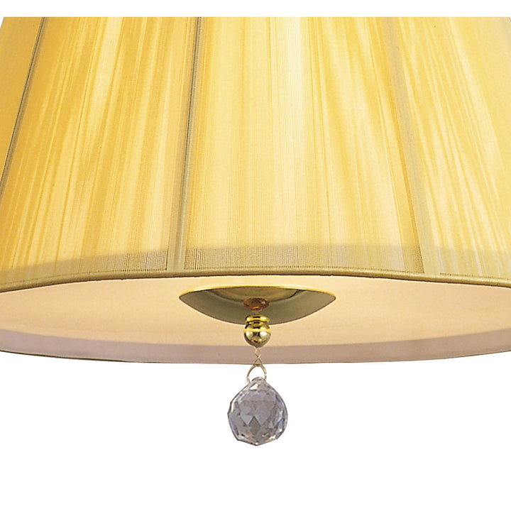 Mantra M0386PB Siena Pendant Round 1 Light E27 Polished Brass Amber Cream Shade And Clear Crystal