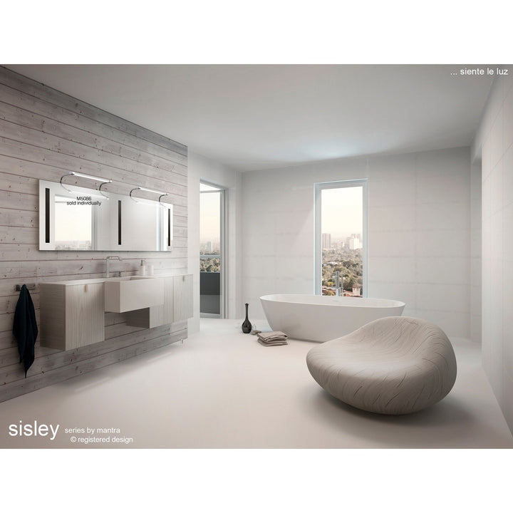 Mantra M5088 Sisley Wall Lamp LED Big Double IP44 Silver Frosted Acrylic Polished Chrome
