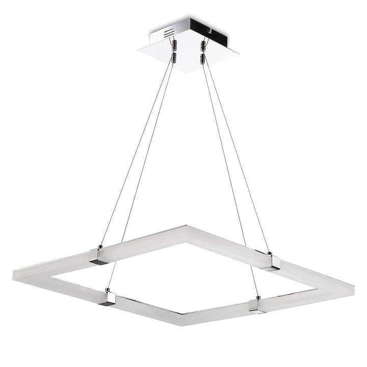 Mantra M8168/1 Taccía Pendant 28W LED Square Polished Chrome/Frosted Acrylic