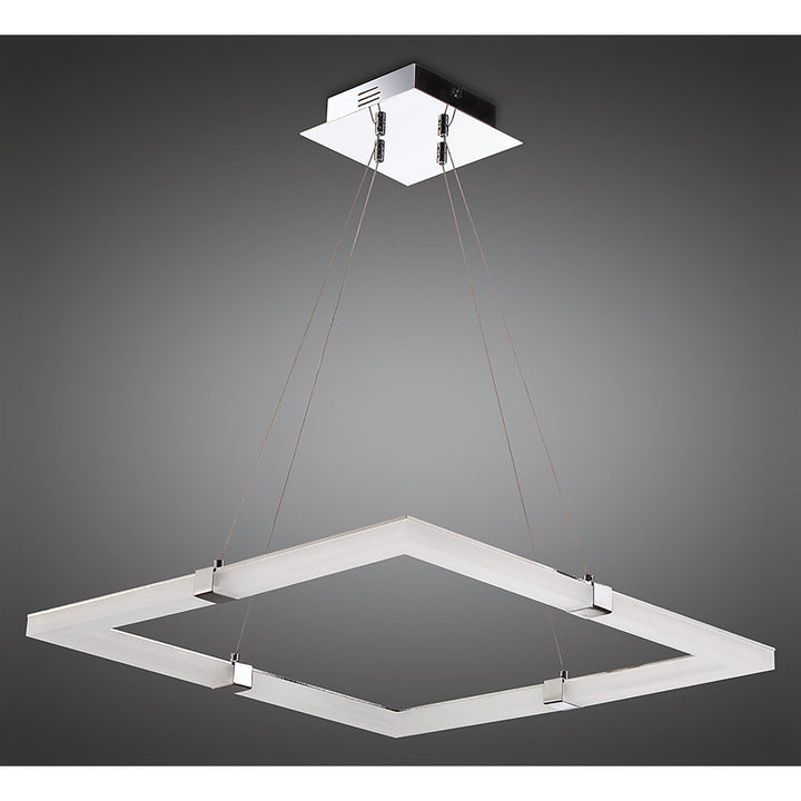 Mantra M8168/1 Taccía Pendant 28W LED Square Polished Chrome/Frosted Acrylic