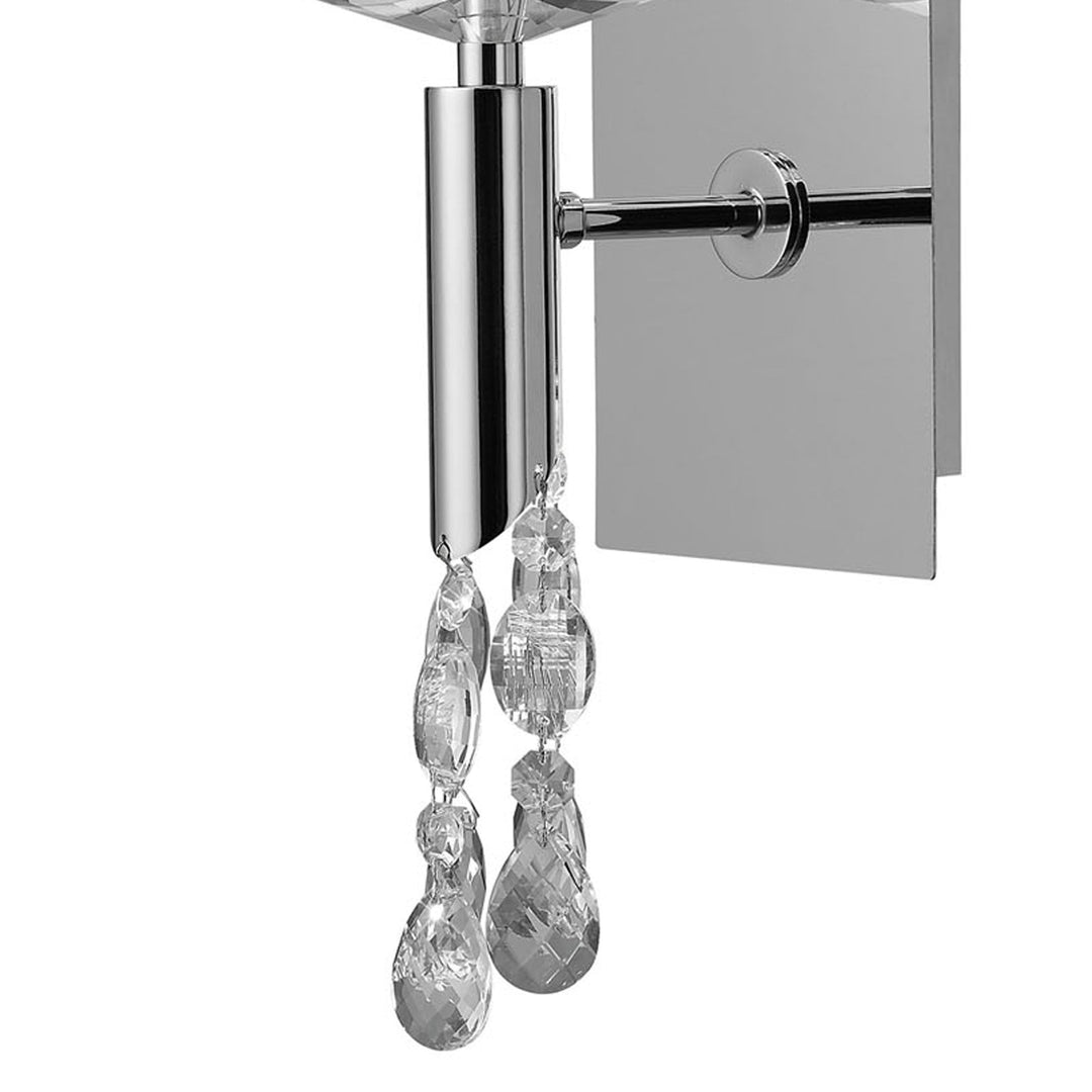 Mantra M3864 Tiffany Wall Lamp 1+1 Light E14 White Shade Polished Chrome/Crystal