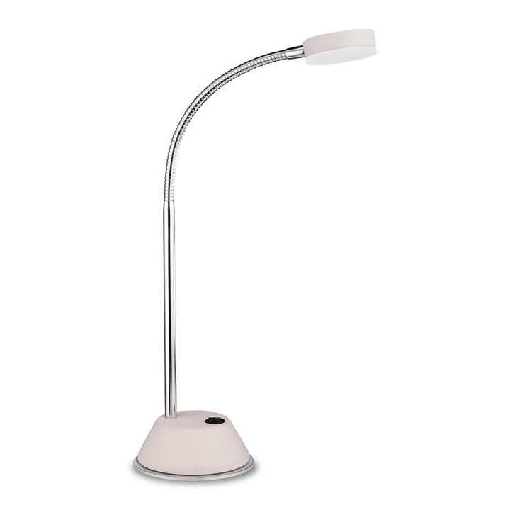 Mantra M8140/1 Tobias Table Lamp 1 Light 3W LED Matt White/Frosted Acrylic/Polished Chrome