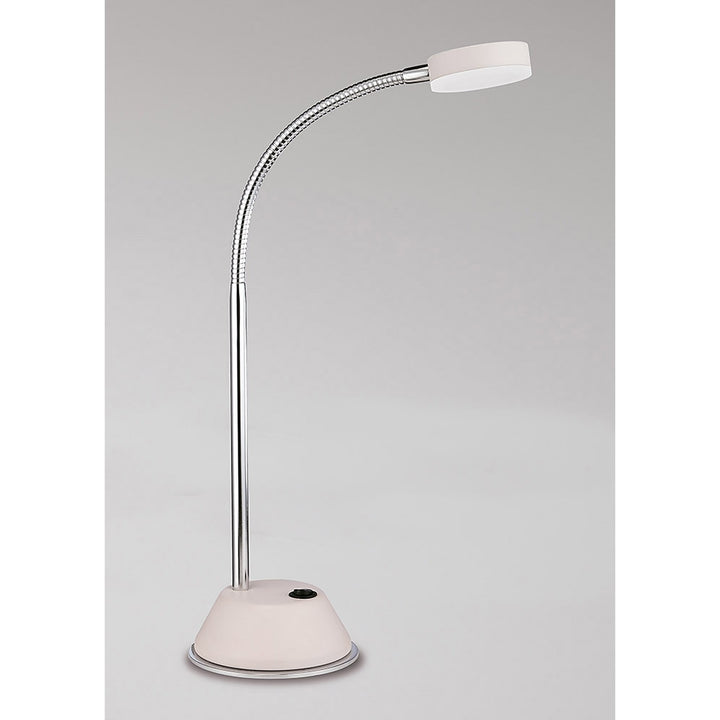 Mantra M8140/1 Tobias Table Lamp 1 Light 3W LED Matt White/Frosted Acrylic/Polished Chrome