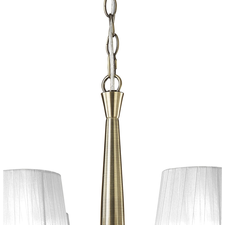 Mantra M3871 Tiffany Pendant 6+6 Light Antique Brass White Shades & Clear Crystal