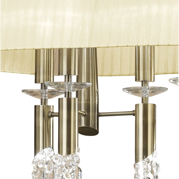 Mantra M3873 Tiffany Pendant 6+6 Light Oval Antique Brass Cream Shade & Clear Crystal