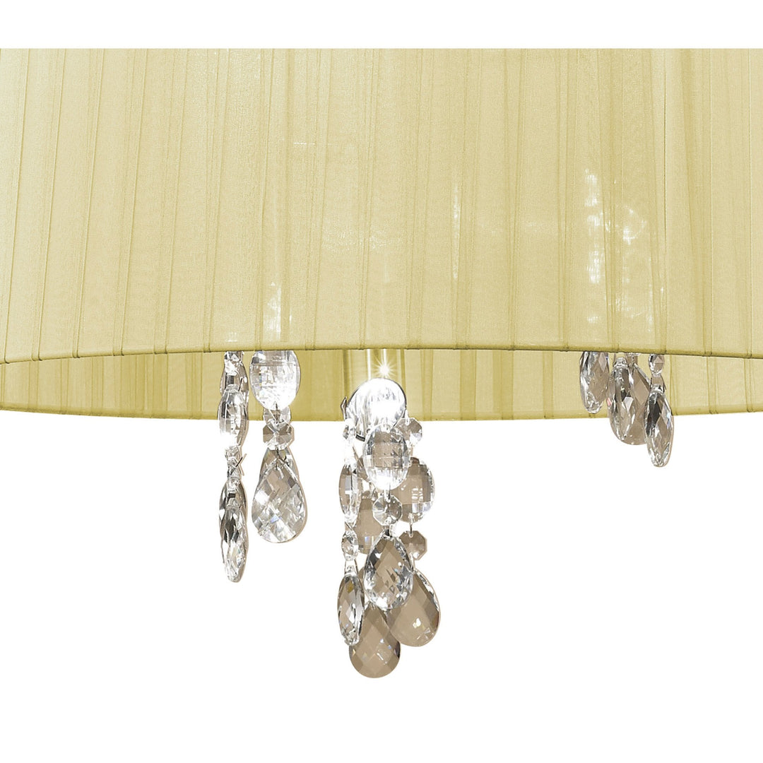 Mantra M3880 Tiffany Pendant 3+3 Light Antique Brass Cream Shade & Clear Crystal