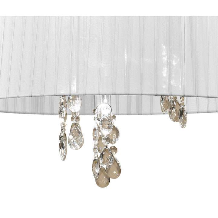 Mantra M3880 Tiffany Pendant 3+3 Light Antique Brass White Shade & Clear Crystal