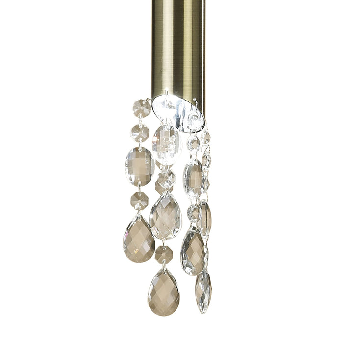 Mantra M3881 Tiffany Pendant 1+1 Light Antique Brass White Shade & Clear Crystal