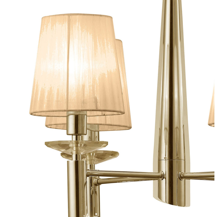 Mantra M3852FG/SBS Tiffany Pendant 4+4 Light E14+G9 French Gold Soft Bronze Shades & Clear Crystal