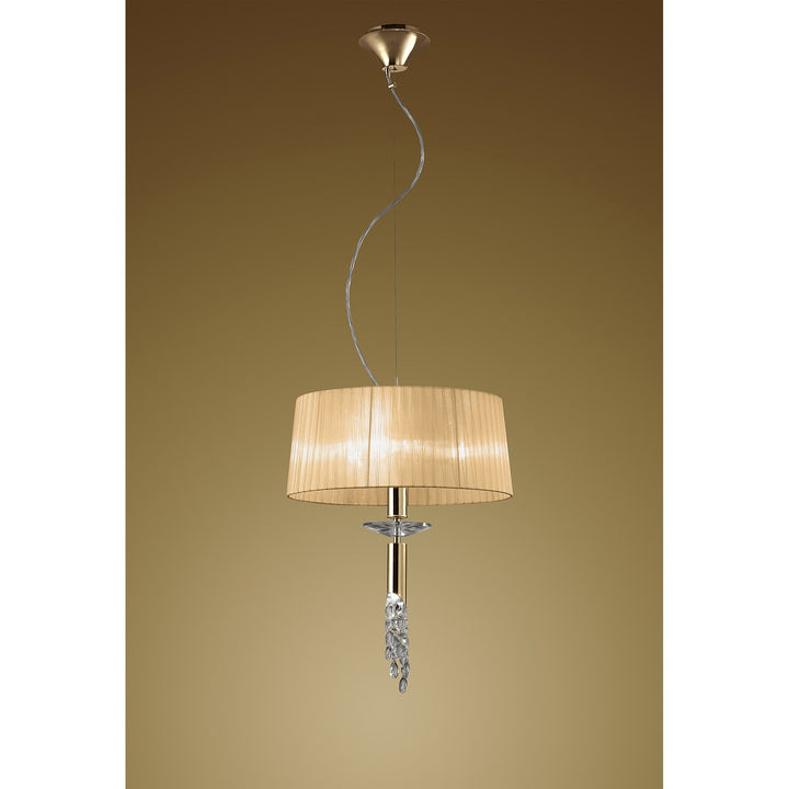 Mantra M3858FG/SBS Tiffany Pendant 3+1 Light E27+G9 French Gold Soft Bronze Shade & Clear Crystal