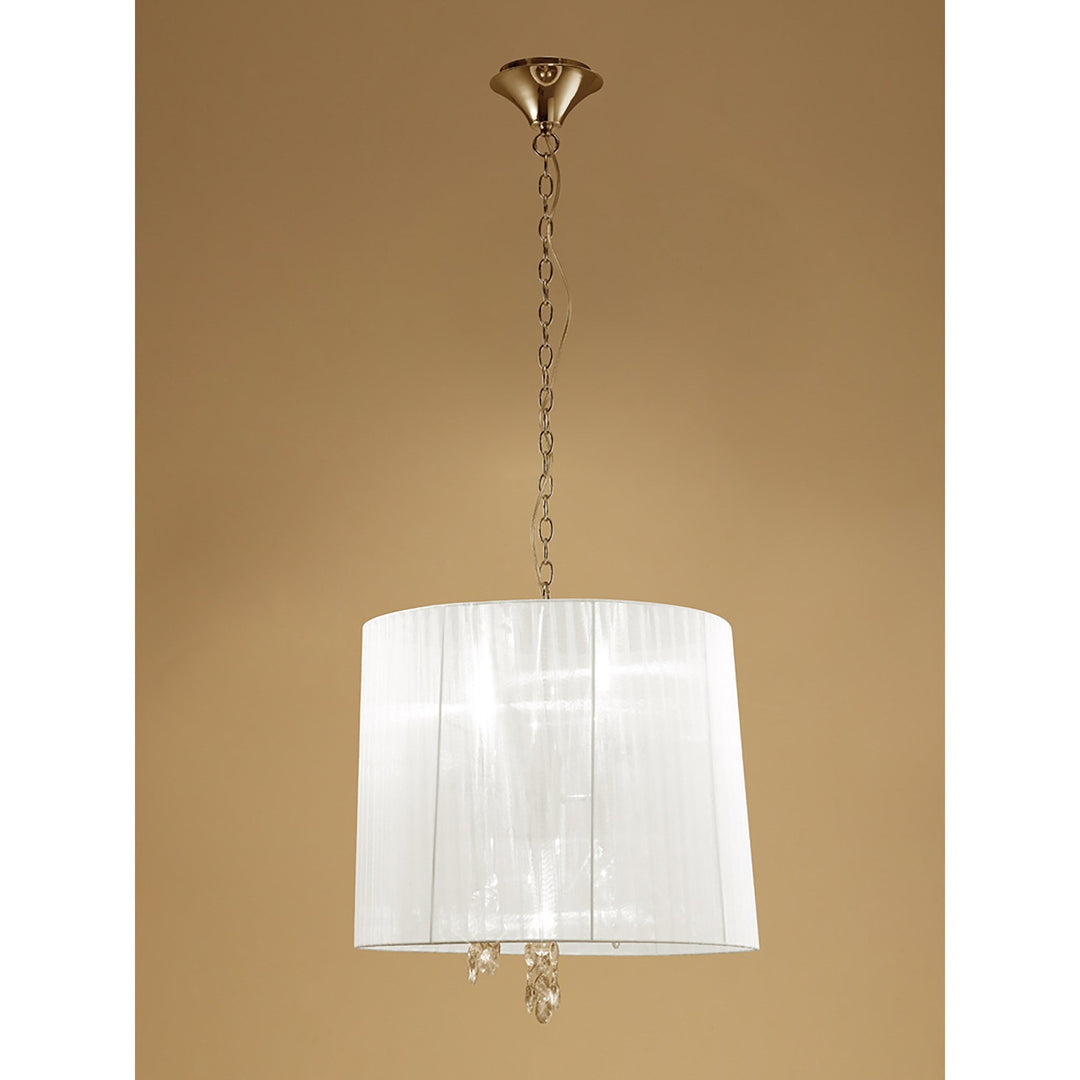 Mantra M3860FG/WS Tiffany Pendant 3+3 Light E14+G9 French Gold White Shade & Clear Crystal