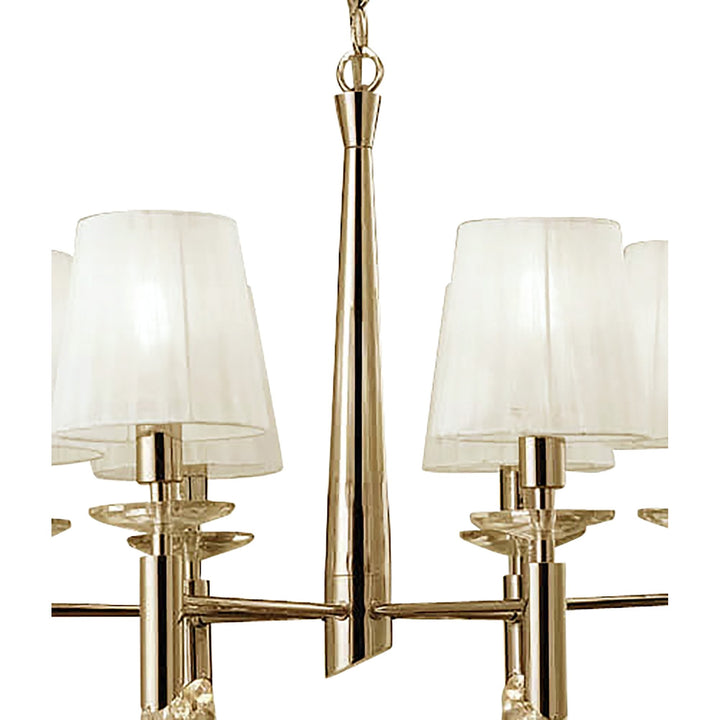 Mantra M3851FG/WS Tiffany Pendant 6+6 Light E14+G9 French Gold White Shades & Clear Crystal