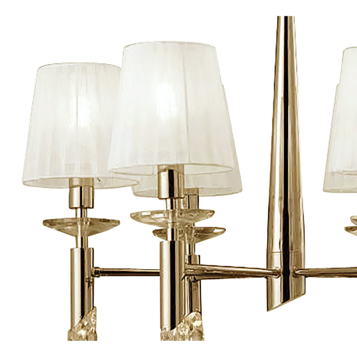 Mantra M3851FG/WS Tiffany Pendant 6+6 Light E14+G9 French Gold White Shades & Clear Crystal