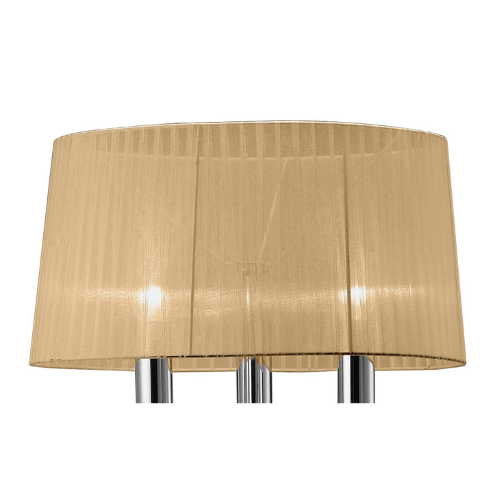 Mantra M3869 Tiffany Floor Lamp 3+3 Light Polished Chrome Soft Bronze Shade & Clear Crystal