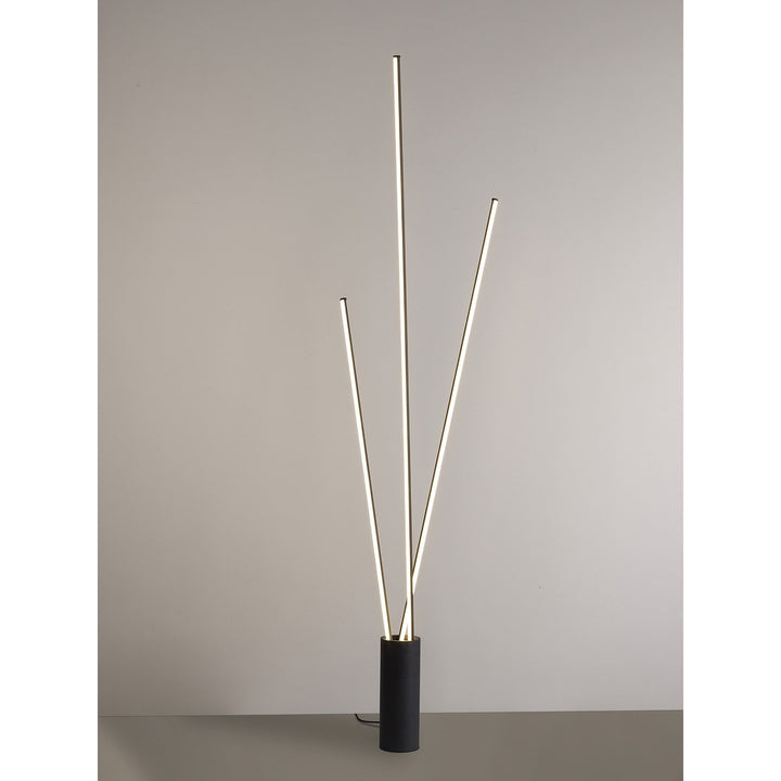 Mantra M7348 Vertical 3 Light Floor Lamp 60W LED Dimmable Black