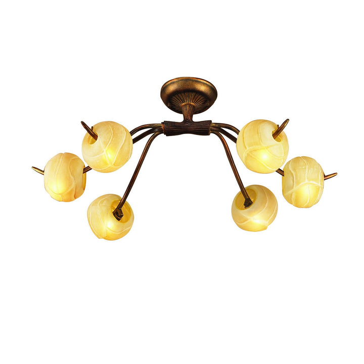 Mantra M38002 Wave Ceiling 6 Light G9 Rustic Gold