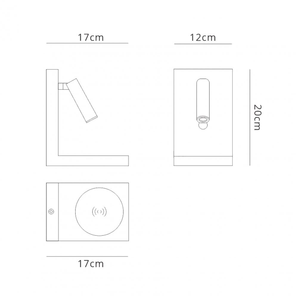 Mantra M6750 Zanzibar Reader Wall Lamp Switched Mobile Phone Induction Charger 3W LED Sand White