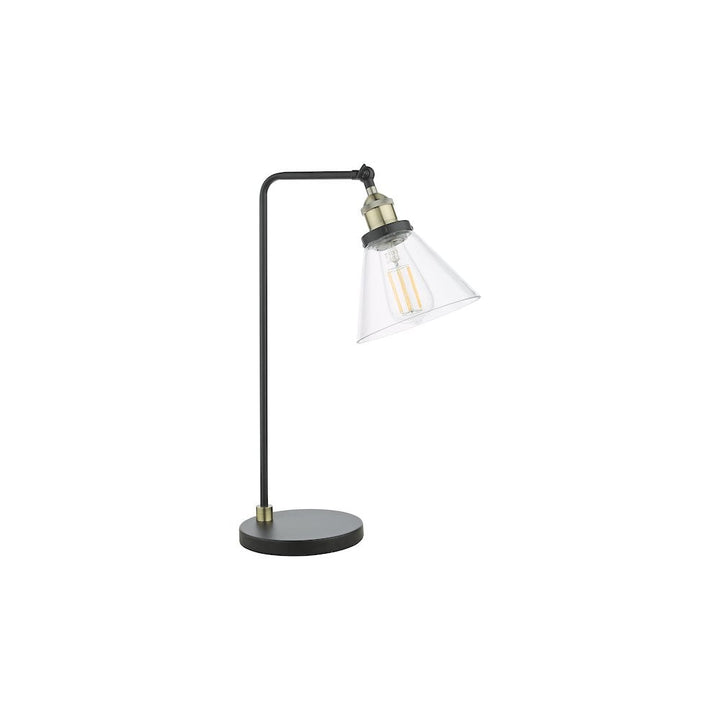 Dar RAY4275 | Ray Table Lamp | Antique Brass Base with Clear Glass Shade