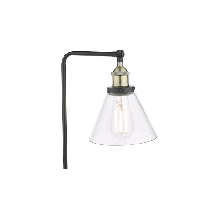 Dar RAY4275 | Ray Table Lamp | Antique Brass Base with Clear Glass Shade