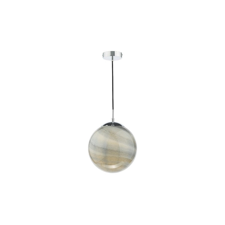 Dar SAT0150 | Saturn Pendant | Planet-Style | Marble Effect Glass & Polished Chrome