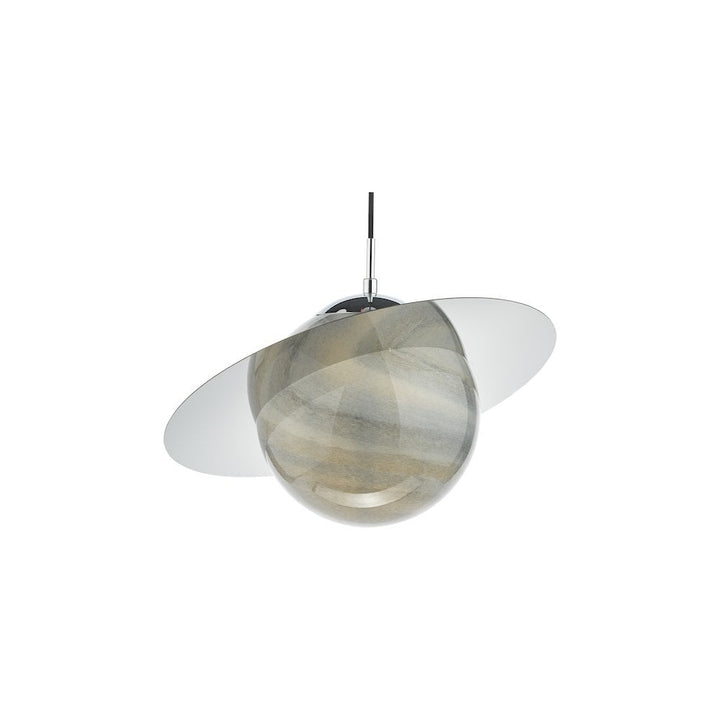 Dar SAT0150 | Saturn Pendant | Planet-Style | Marble Effect Glass & Polished Chrome