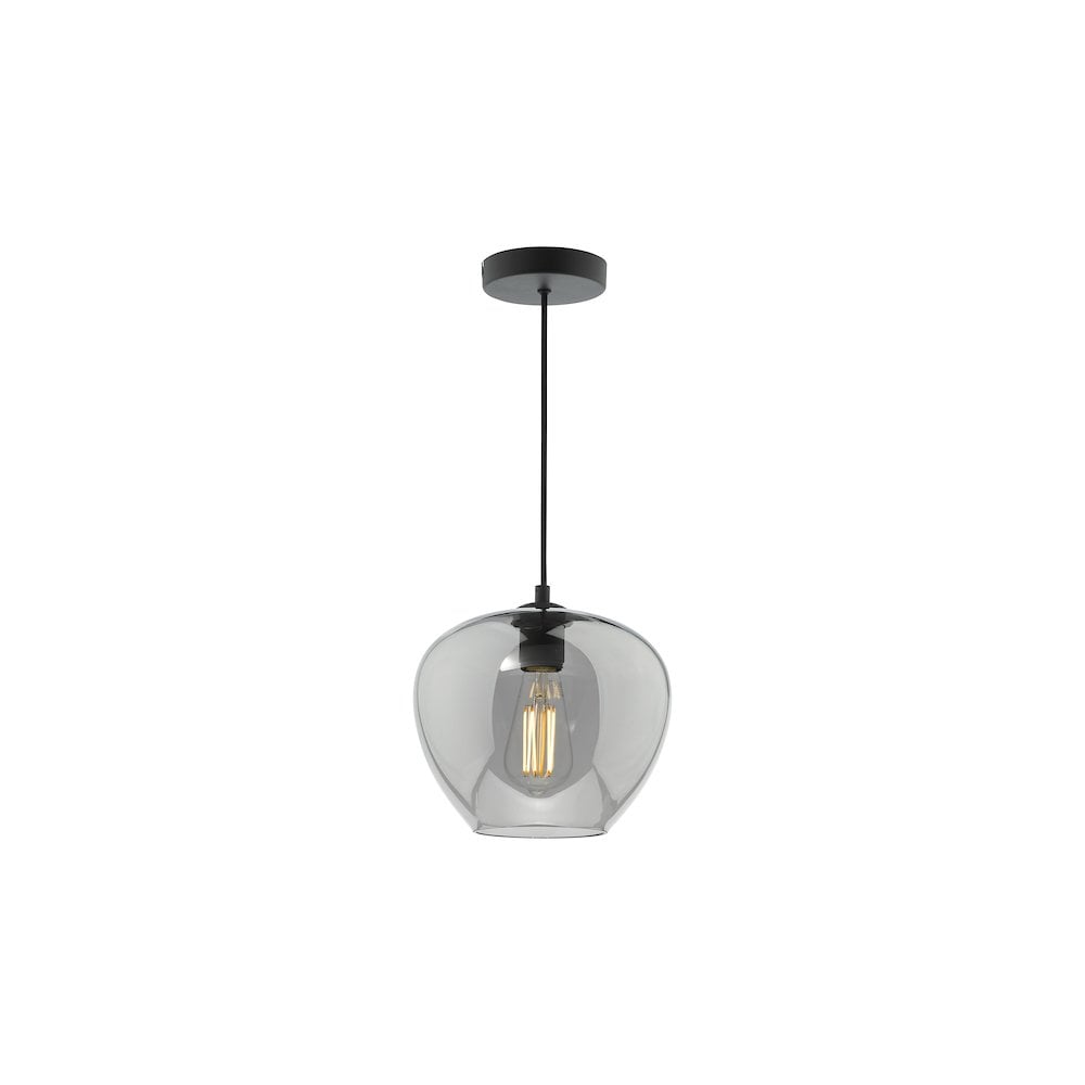 Dar SHI0110 | Shilah Pendant | Matt Black with Smoked Glass
