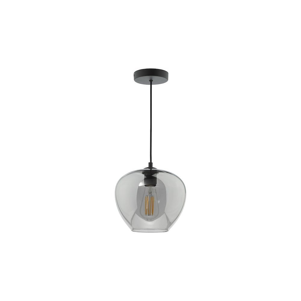 Dar SHI0110 | Shilah Pendant | Matt Black with Smoked Glass
