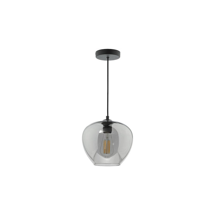 Dar SHI0110 | Shilah Pendant | Matt Black with Smoked Glass
