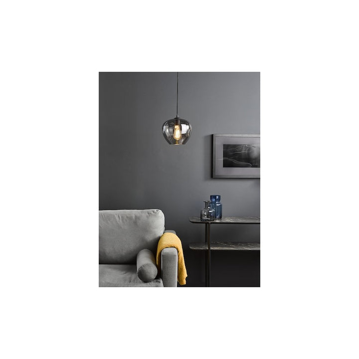 Dar SHI0110 | Shilah Pendant | Matt Black with Smoked Glass