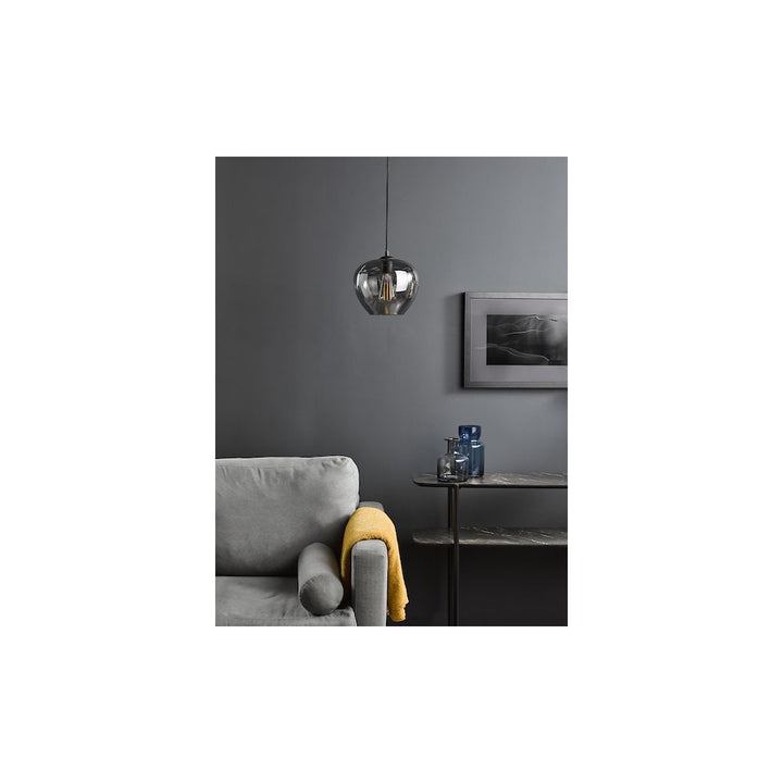 Dar SHI0110 | Shilah Pendant | Matt Black with Smoked Glass