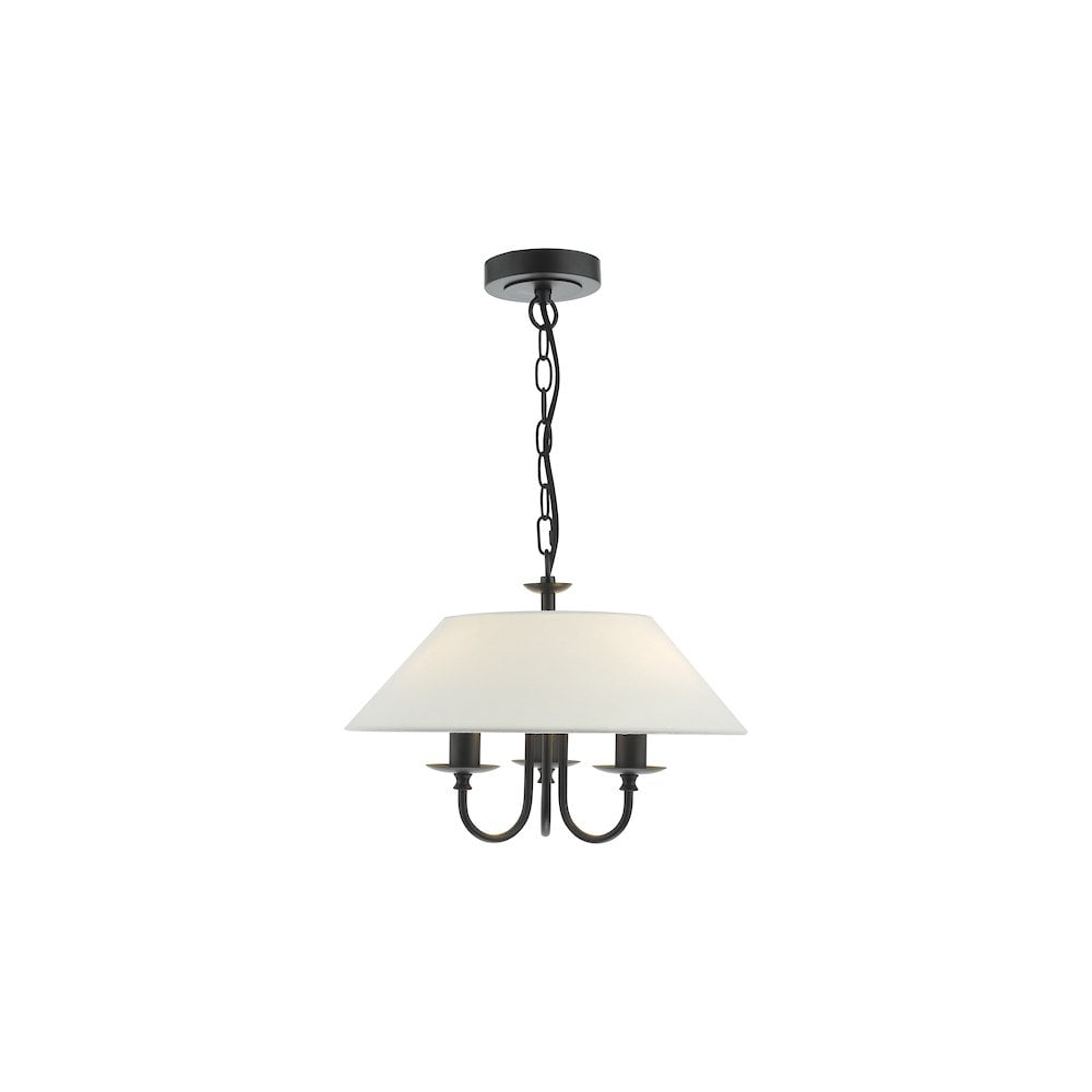 Dar SIV0322 | Sivan 3 Light Pendant | Matt Black With Shade