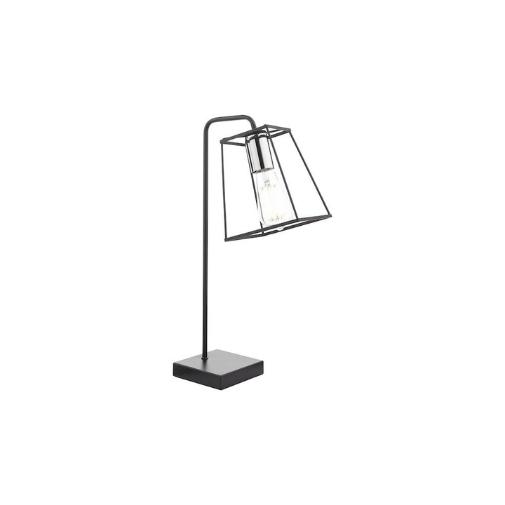 Dar TOW4150 | Tower Table Lamp | Matt Black & Chrome Accent