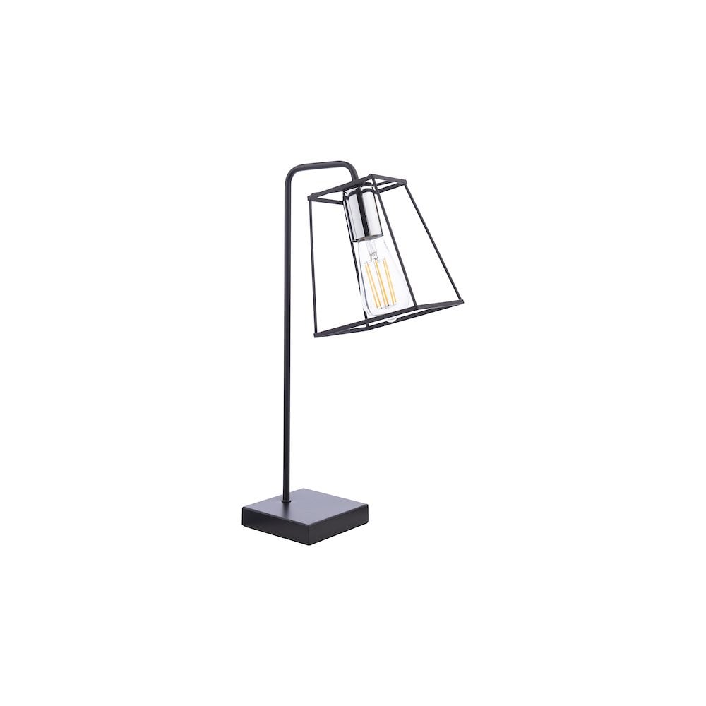 Dar TOW4150 | Tower Table Lamp | Matt Black & Chrome Accent