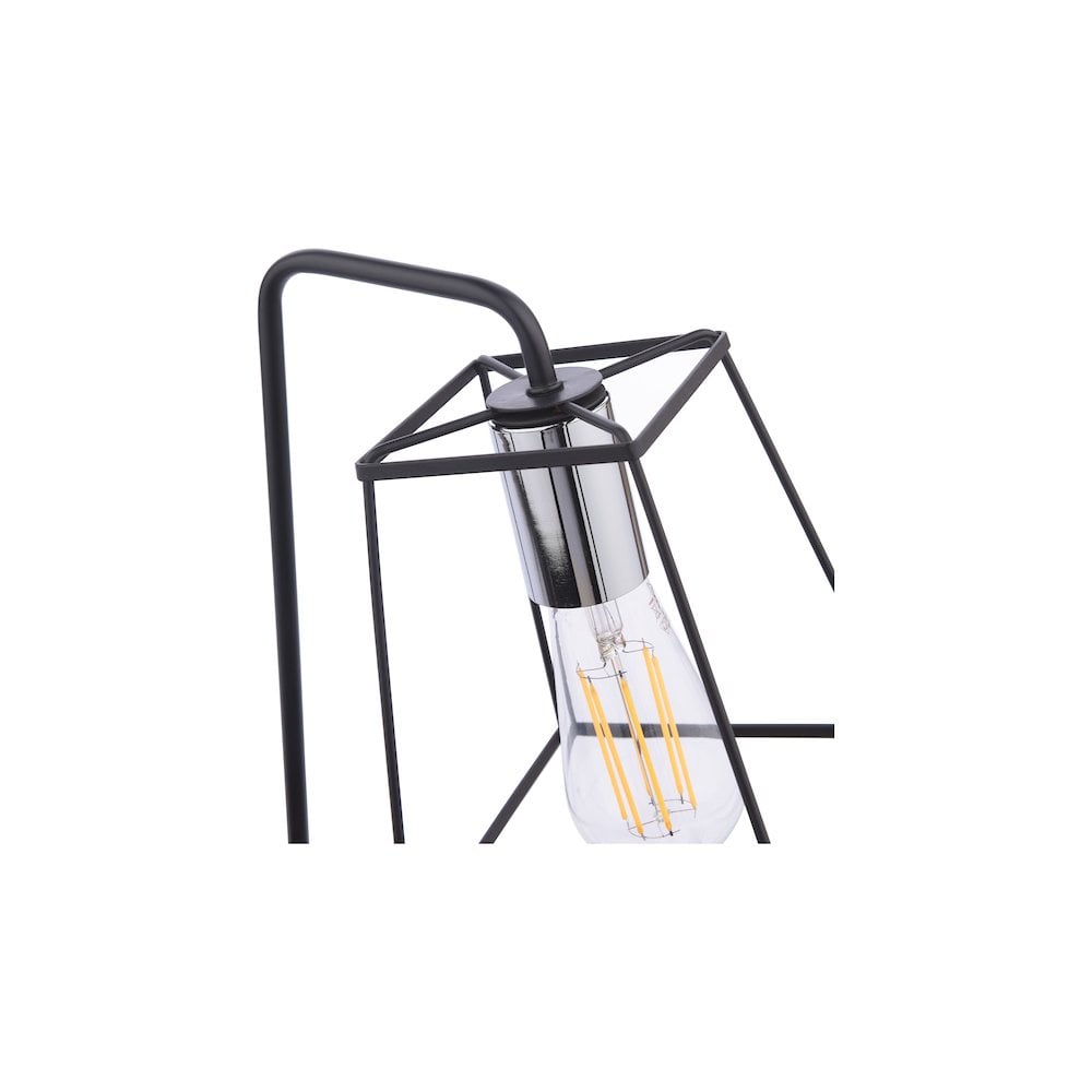 Dar TOW4150 | Tower Table Lamp | Matt Black & Chrome Accent