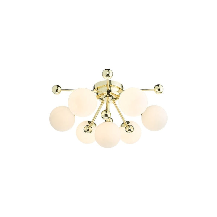 Dar URS5035 | Ursa 7 Light Flush Polished | Gold and Opal Glass