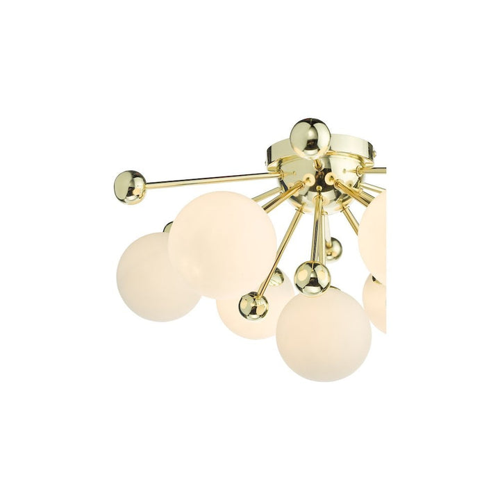 Dar URS5035 | Ursa 7 Light Flush Polished | Gold and Opal Glass