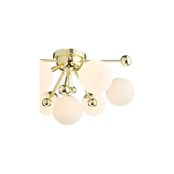 Dar URS5035 | Ursa 7 Light Flush Polished | Gold and Opal Glass