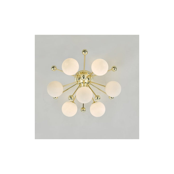 Dar URS5035 | Ursa 7 Light Flush Polished | Gold and Opal Glass