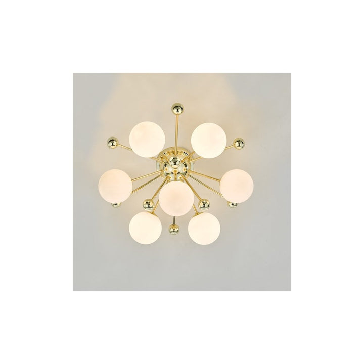 Dar URS5035 | Ursa 7 Light Flush Polished | Gold and Opal Glass