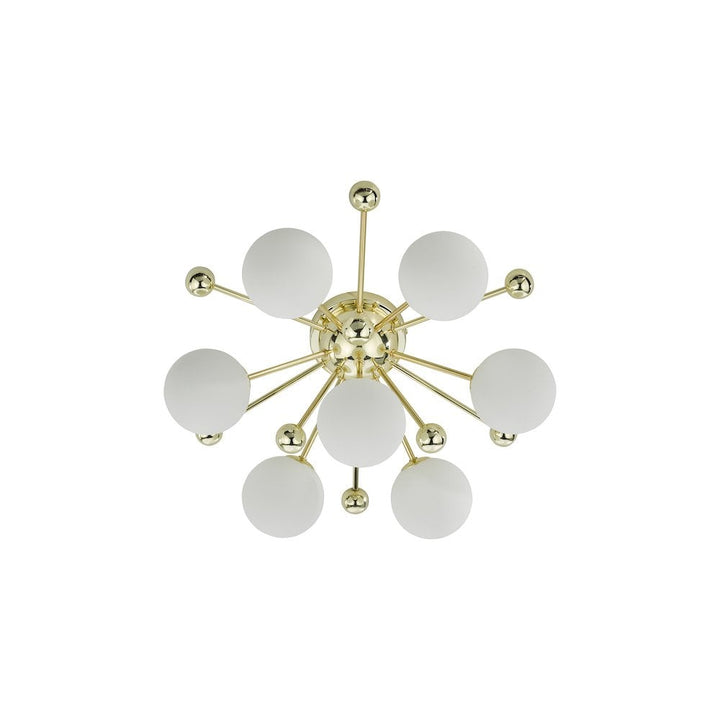 Dar URS5035 | Ursa 7 Light Flush Polished | Gold and Opal Glass