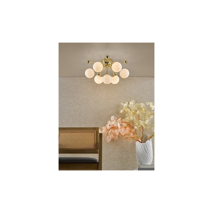 Dar URS5035 | Ursa 7 Light Flush Polished | Gold and Opal Glass