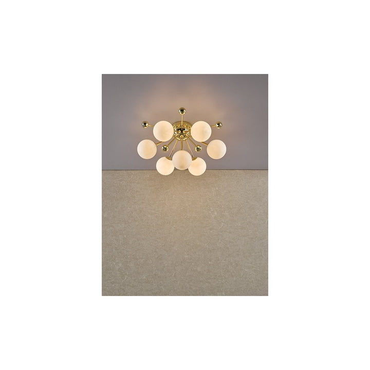 Dar URS5035 | Ursa 7 Light Flush Polished | Gold and Opal Glass