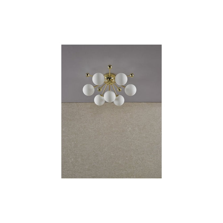 Dar URS5035 | Ursa 7 Light Flush Polished | Gold and Opal Glass