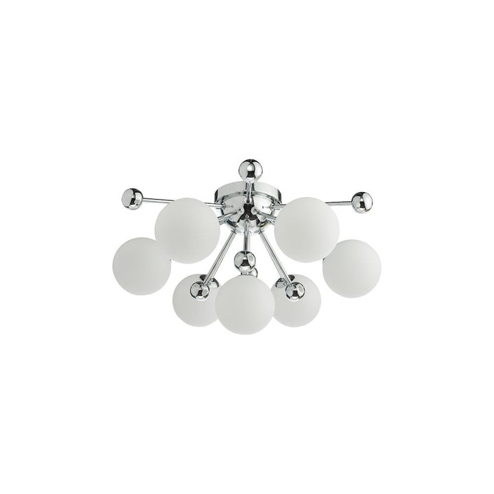 Dar URS5050 | Ursa 7 Light Flush | Polished Chrome and Opal Glass